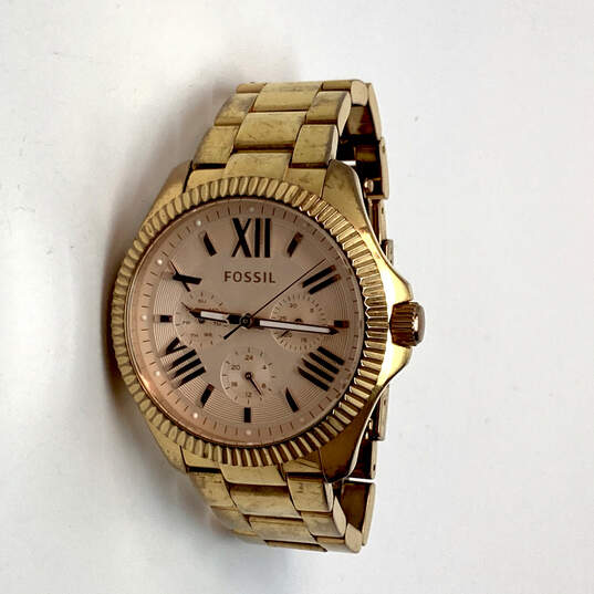 Designer Fossil AM4569 Gold-Tone Stainless Steel Analog Quartz Wristwatch image number 1