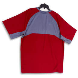 Mens Red Gray Climalite 1/4 Zip Crew Neck Short Sleeve T-Shirt Size XL alternative image