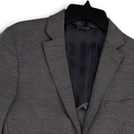 Mens Gray Heather Notch Lapel Single Breasted Two Button Blazer Size 38R image number 3