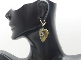 Ireland 925 Sterling Silver Connemara Marble Shamrock Heart Drop Earrings alternative image