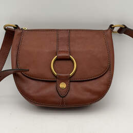 Womens Brown Leather Adjustable Strap Inner Pocket Crossbody Bag Purse alternative image