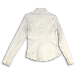Womens White Long Sleeve Side Pockets Full-Zip Activewear Jacket Size 8 alternative image