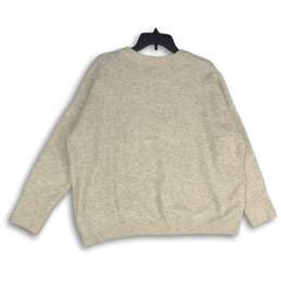 Vince Camuto Womens Cream Knitted Crew Neck Long Sleeve Pullover Sweater Size L alternative image