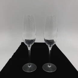 TIFFANY & Co. (2) Two Crystal Long Stem Champagne Flutes Glasses Stemware with COA