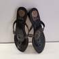 Vince Camuto Black Leather Jeweled Rhinestone T Strap Sandals Flip Flops Shoes Women's Size 8.5 M image number 5