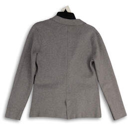Womens Gray Long Sleeve Notch Lapel Pockets Button Front Jacket Size Small alternative image