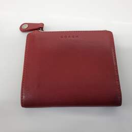 Coach Compact Dark Red Leather Bifold Wallet