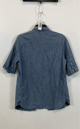 AllSaints Mens Blue Cotton Short Sleeve Collared Denim Button Up Shirt Size S alternative image