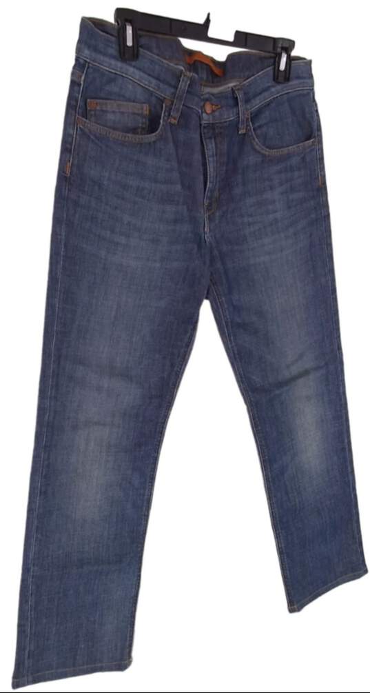 Mens Gray Coin Pocket Straight Leg Zip Denim Jeans Size Medium image number 2