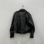 Mens Black Leather Notch Lapel Long Sleeve Full-Zip Biker Jacket Size 48 image number 2