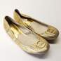 Michael Kors Scrunch Gold Leather Ballet Slippers Shoes Women's Size 9.5 M image number 7