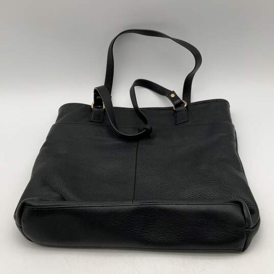 Tommy Hilfiger Womens Black Leather Inner Pockets Magnetic Tote Handbag Purse image number 2