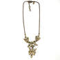 Designer J Crew Gold-Tone Link Chain Crystal Cut Stone Statement Necklace image number 2