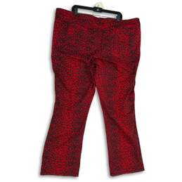 Womens Red Black Cheetah Print Flat Front Pockets Straight Leg Ankle Pants Sz 26 alternative image