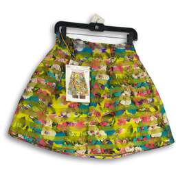 NWT Holly Bracken Womens Yellow Floral Elastic Waist Pull-On A-Line Skirt Size S alternative image