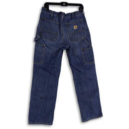 Mens Blue Denim Medium Wash Cargo Pockets Straight Leg Jeans Size 32x30 alternative image
