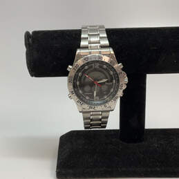 Designer Stauer Silver-Tone Round Dial WR50 Chronograph Digital Wristwatch