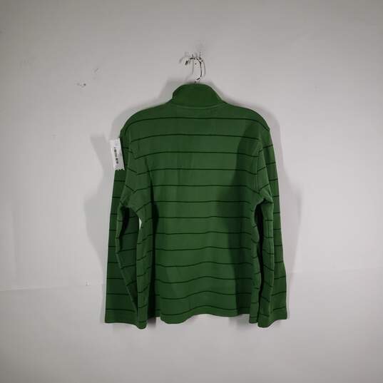 Mens Striped Long Sleeve Mock Neck 1/4 Zip Pullover Sweater Size Large image number 2