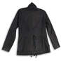 Womens Black Long Sleeve Pockets Full Zip Military Jacket Size Medium image number 2