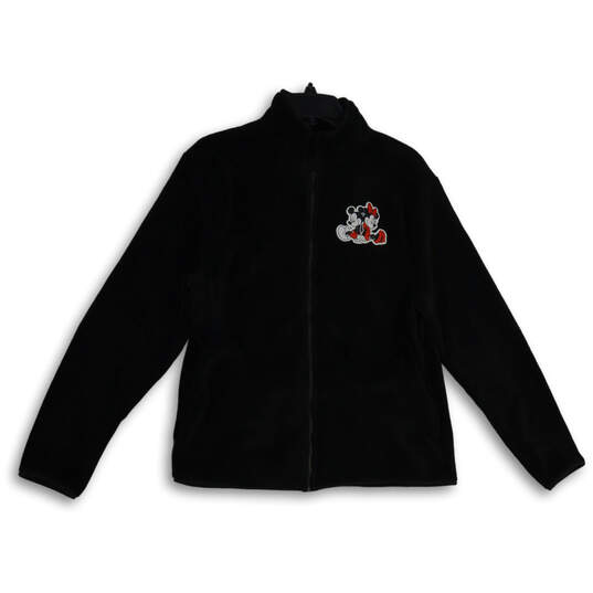 Womens Black Fleece Mickey Mini Long Sleeve Full-Zip Jacket Size Large image number 1