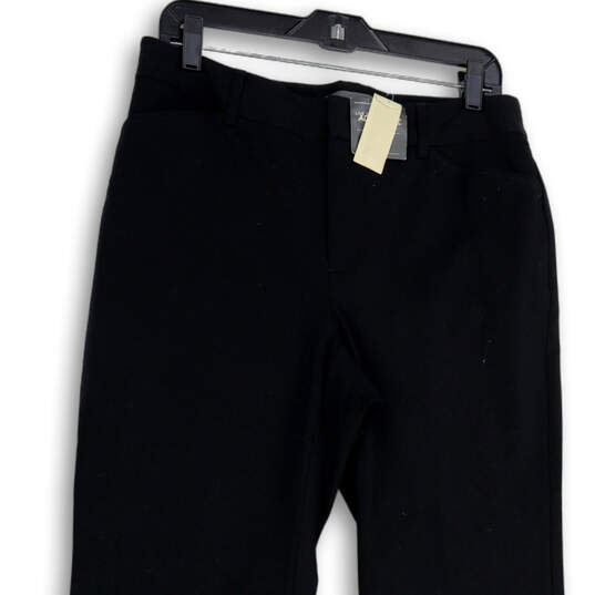 NWT Womens Black Flat Front Pockets Stretch Straight Leg Dress Pants Sz T10 image number 3