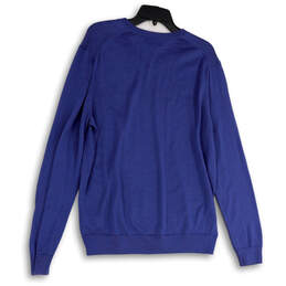 Womens Blue Tight-Knit V-Neck Long Sleeve Pullover Sweater Size Large alternative image