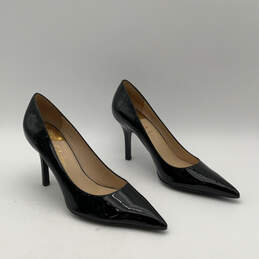 Womens Black Leather Pointed Toe Slip-On Stiletto Pump Heels Size 9.5 alternative image