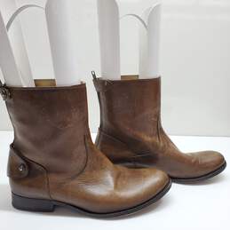 Frye Melissa Button Back Zip Short Brown Boot Women's Size 10B