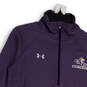 Mens Purple Striped Mock Neck 1/2 Zip Long Sleeve Softball Jacket Size M image number 3