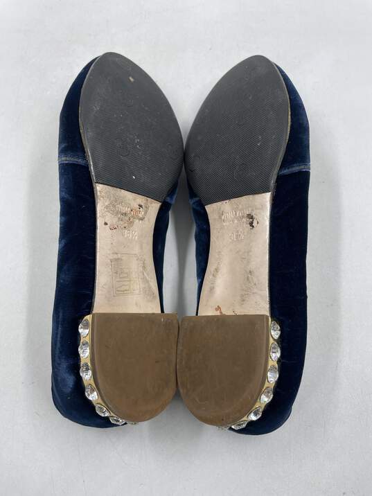 Authentic miu miu Navy Embroidered Loafers W 6.5 image number 5
