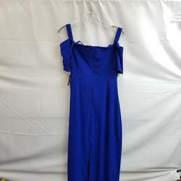 Marina Women's Blue Polyester Off The Shoulder Gown Size 8 alternative image