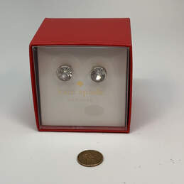 Designer Kate Spade Silver-Tone Clear Round Crystal Stud Earrings With Box alternative image