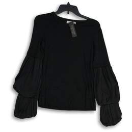 NWT Bailey 44 Womens Black Round Neck Long Sleeve Pullover Blouse Top Size S