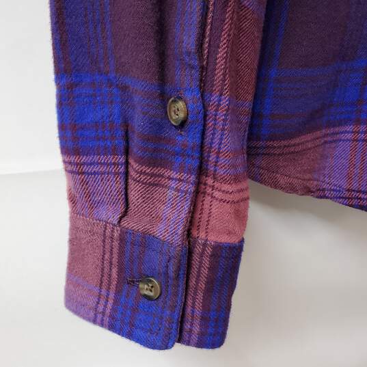 TNA Blue & Purple Plaid Button-Up LS Hooded Shirt Women's SM image number 4