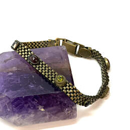 Designer Sorrelli Gold-Tone Multicolor Crystal Stone Chain Bracelet