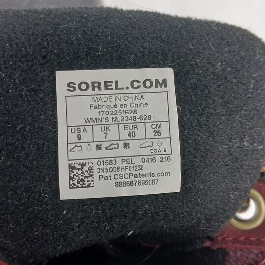 Sorel Women's Black/Maroon Leather Duck Boots Size 9 image number 5