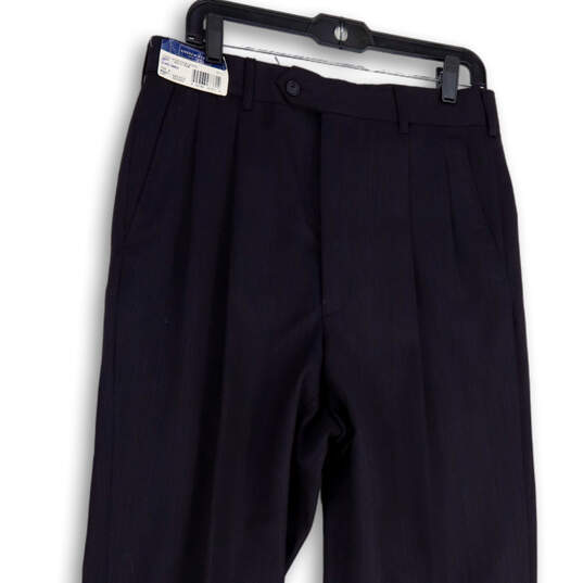 NWT Mens Blue Pleated Straight Leg Pockets Dress Pants Size 40X34 image number 3