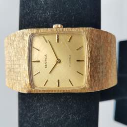 Sekonda 17 Jewels Vintage Gold Tone Automatic Manual Wind Cuff Bracelet Watch alternative image