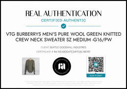 Vintage Burberrys' Men's Pure Wool Green Knit Elbow Patch Sweater Size Medium AUTHENTICATED alternative image