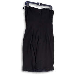 Womens Black Strapless Pleated Back Zip Front Slit Mini Dress Size 8 alternative image