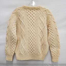 Donegal Woollen WM's Pure Wool Knit Ivory Crewneck Sweater Size 38 alternative image