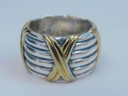Peter Thomas Roth Sterling Silver & Gold Plate X Stacked Ring 12.5g