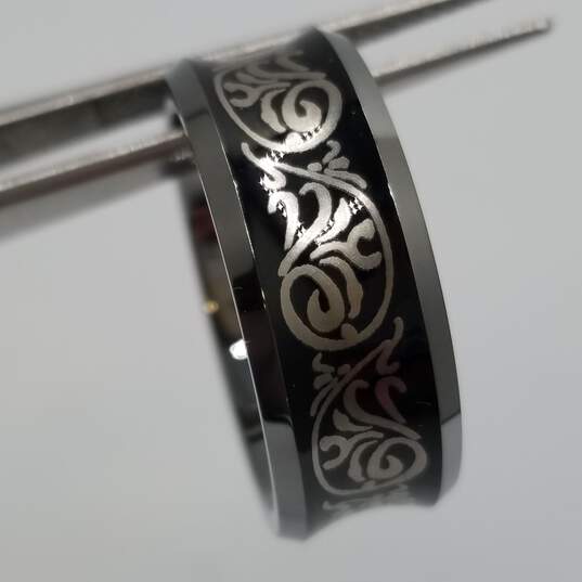 Tungsten Silver Tone Design Metal Sz 9.5 Ring Bundle 12pcs 158.4g image number 3