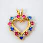 10K Yellow Gold Ruby Spinel & Diamond Accent Heart Pendant 2.7g image number 2