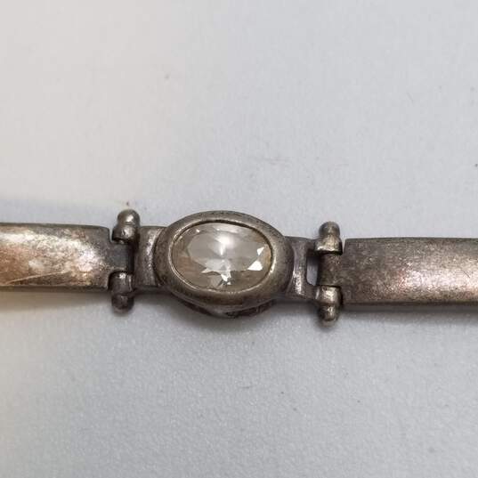 Sterling Silver Crystal Hinge Link 6.5in Bracelet 11.6g image number 2