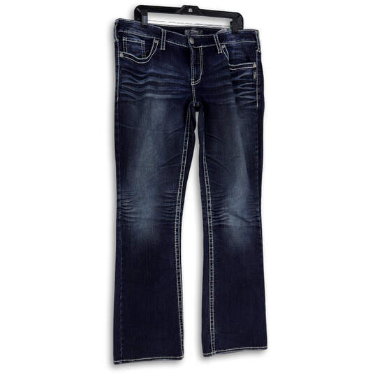 Womens Blue Denim Medium Wash 5-Pocket Design Bootcut Leg Jeans Size 34x33 image number 4