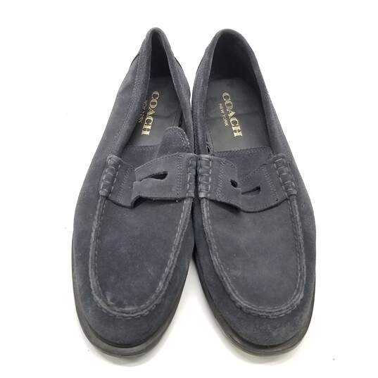 COACH G1128 Navy Blue Suede Slip On Penny Loafers Shoes Men's Size 10.5 D image number 5