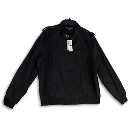 NWT Mens Black Ribbed Cuff Long Sleeve Full-Zip Bomber Jacket Size XXL