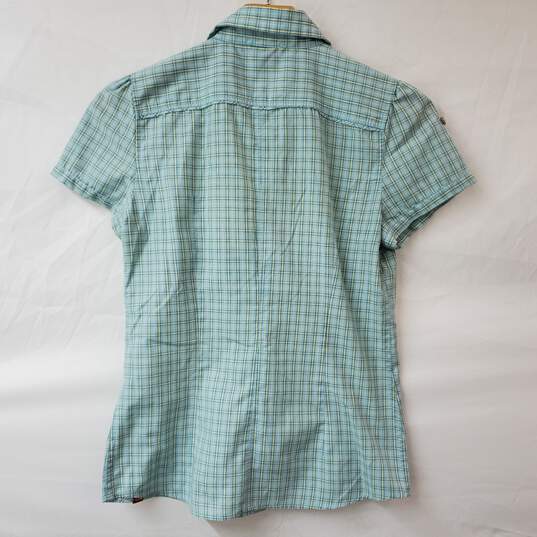 The North Face Short Sleeves Blue Yellow Plaid Shirt Women's S/P image number 2