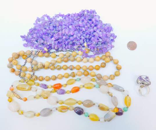 Artisan Amethyst Jasper & Agate Multi Stone Necklaces & Ring 463.5g image number 5